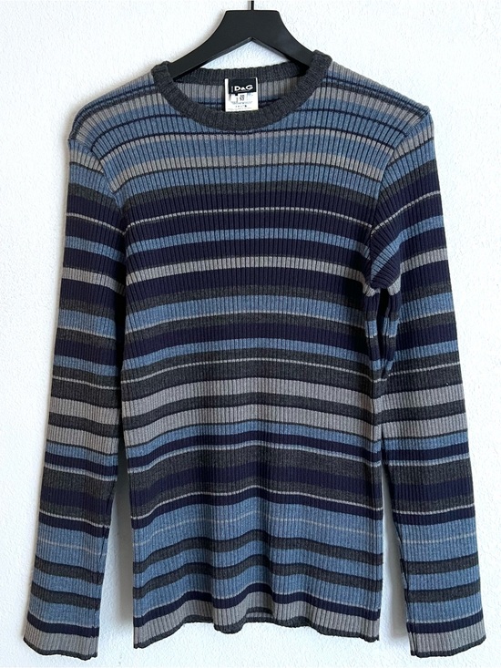 Dolce & Gabbana Sweaters - Vintage Dolce & Gabbana Women’s Wool Striped Sweater Size 38 Blue